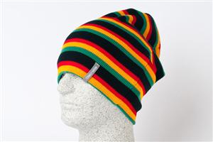 DISCRETE ALBELIAN BEANIE IN BLACK, GREEN, YELLOW, AND RED