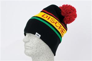 DISCRETE IRIE BANGER BEANIE IN BLACK, GREEN, YELLOW, AND RED