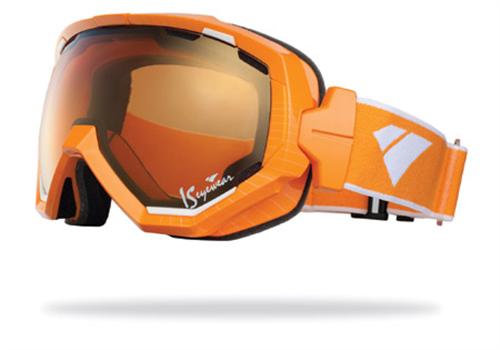 IS EYEWEAR FORMA SIGNATURE GOGGLES IN GLOSS ORANGE AND A BRONZE MIRROR AMBER LENS