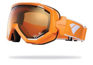 IS EYEWEAR FORMA SIGNATURE GOGGLES IN GLOSS ORANGE AND A BRONZE MIRROR AMBER LENS