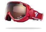 IS EYEWEAR FORMA SIGNATURE GOGGLES WITH GLOSS RED FRAMES AND A SILVER MIRROR VIOLET LENS