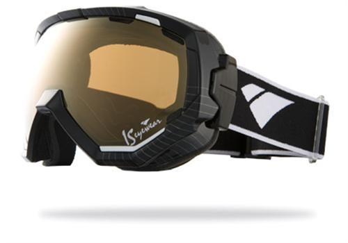 IS EYEWEAR FORMA SIGNATURE GOGGLES IN GLOSS BLACK AND A BRONZE MIRROR AMBER LENS