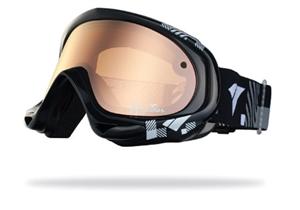 IS EYEWEAR STRIKE GOGGLES IN GINGHAM PRINT GLOSS BLACK AND A BRONZE MIRROR AMBER LENS