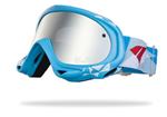 IS EYEWEAR STRIKE GOGGLES IN FRAGMENT PRINT GLOSS CYAN FRAMES AND A SIVLER MIRROR VIOLET LENS