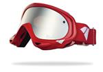 IS EYEWEAR STRIKE GOGGLES WITH RED FRAMES AND A SILVER MIRROR AMBER LENS