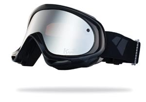 IS EYEWEAR STRIKE GOGGLES WITH BLACK FRAMES AND A SILVER MIRROR LENS