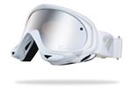IS EYEWEAR STRIKE GOGGLES WITH WHITE FRAMES AND A SILVER MIRROR AMBER LENS