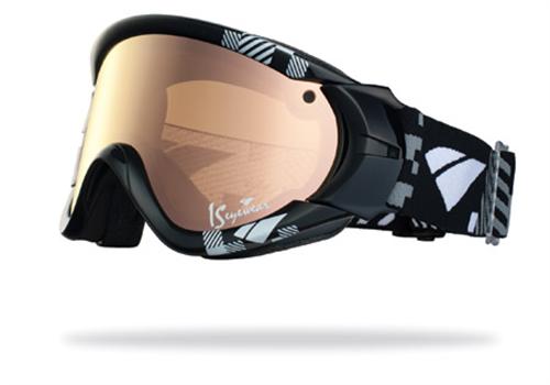 IS EYEWEAR TYPE R GOGGLES WITH GINGHAM PRINT GLOSS BLACK FRAMES AND A BRONZE MIRROR AMBER LENS
