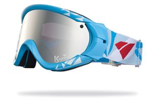 IS EYEWEAR TYPE R GOGGLES WITH FRAGMENT CYAN FRAMES AND A SILVER MIRROR VIOLET LENS
