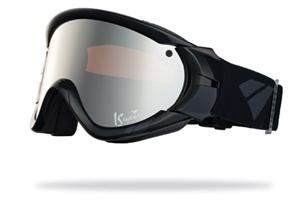 IS EYEWEAR TYPE R GOGGLES WITH BLACK FRAMES AND A SILVER MIRROR LENS
