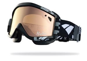 IS EYEWEAR STAPLE GOGGLES WITH GINGHAM PRINT BLACK FRAMES AND A BRONZE MIRROR AMBER LENS
