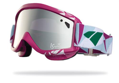 IS EYEWEAR STAPLE GOGGLES WITH FRAGMENT PRINT FUCHSIA FRAMES AND A SILVER MIRROR VIOLET LENS