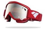 IS EYEWEAR STAPLE GOGGLES WITH RED FRAMES AND A SILVER MIRROR AMBER LENS