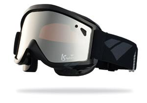 IS EYEWEAR STAPLE GOGGLES WITH BLACK FRAMES AND A SILVER MIRROR AMBER LENS