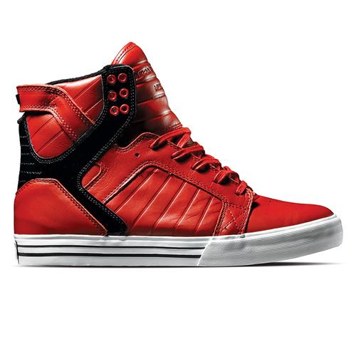 SUPRA MUSKA SKYTOP SHOE IN RED AND BLACK