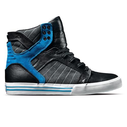 SUPRA MUSKA SKYTOP SHOE IN BLACK, GREY, AND BLUE
