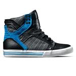 SUPRA MUSKA SKYTOP SHOE IN BLACK, GREY, AND BLUE