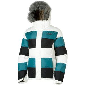 PLANET EARTH WOMENS PUFFKITTY JACKET IN WHITE, TEAL, AND BLACK