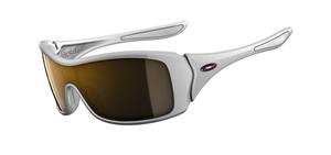 OAKLEY FORSAKE SUNGLASSES WITH POLISHED WHITE FRAMES AND A DARK BRONZE LENS