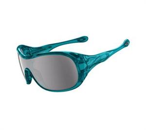 OAKLEY TROUBLE SUNGLASSES WITH CRYSTAL TURQUOISE FRAMES AND A GREY LENS