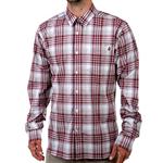 VOLCOM X FACTOR PLAID LONG SLEEVE SHIRT IN BLOOD RED