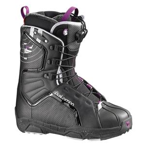 SALOMON F20 SNOWBOARD BOOTS IN BLACK AND WHITE
