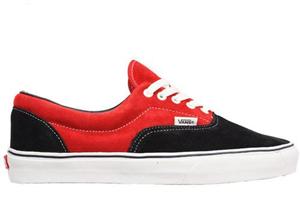 VANS ERA SHOES IN NAVY AND RED