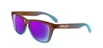 OAKLEY FROGSKINS SUNGLASSES WITH ROOTBEER TO CYAN FADE FRAMES AND A BLUE IRIDIUM LENS