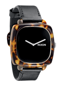 NIXON SHUTTER WATCH IN TORTOISE AND BLACK