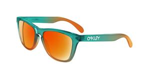 OAKLEY FROGSKINS SUNGLASSES WITH FIRE FLORA FADE FRAMES AND A RUBY IRIDIUM LENS