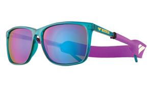 IS EYEWEAR BELVEDERE SUNGLASSES WITH CRYSTAL TEAL FRAMES AND A MULTI COLOR FLASH LENS