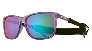 IS EYEWEAR BELVEDERE SUNGLASSES WITH CRYSTAL PURPLE FRAMES AND A MULTI COLOR FLASH LENS