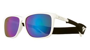 IS EYEWEAR BELVEDERE SUNGLASSES WITH WHITE FRAMES AND A G15 MULTI COLOR FLASH LENS
